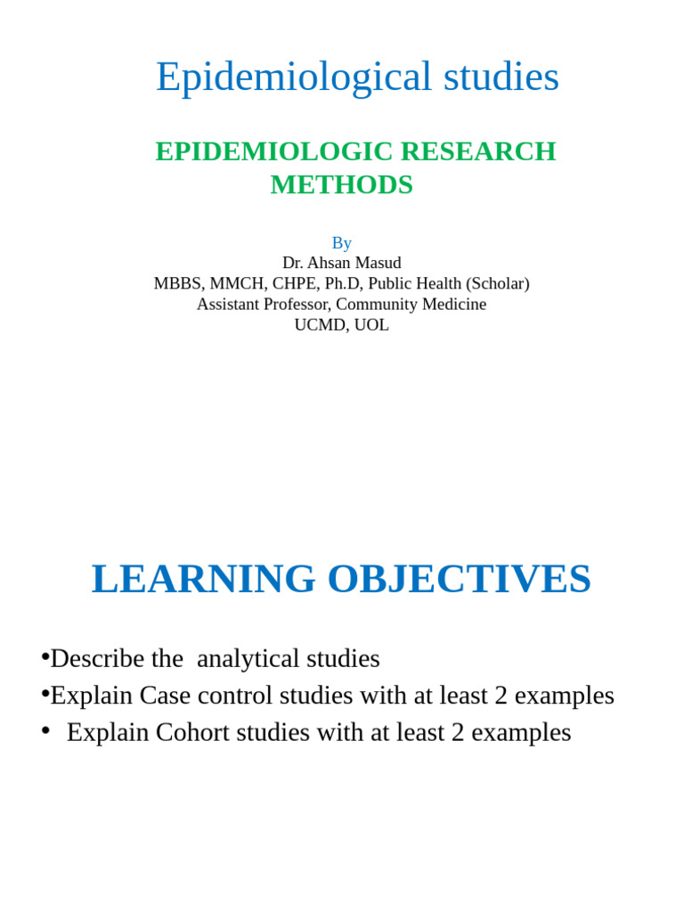Epidemiological Studies II. | PDF | Cohort Study | Epidemiology
