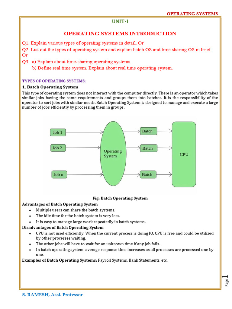 Batch vs. Time-Sharing OS Explained | PDF | Thread (Computing ...