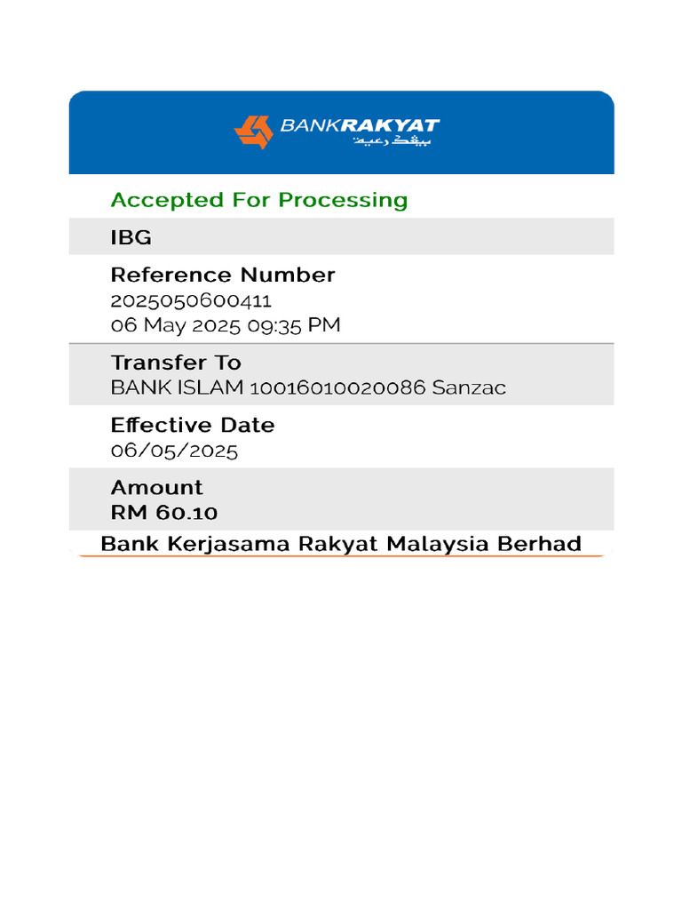 Receipt Bank Rakyat - 20250506133550525 | PDF