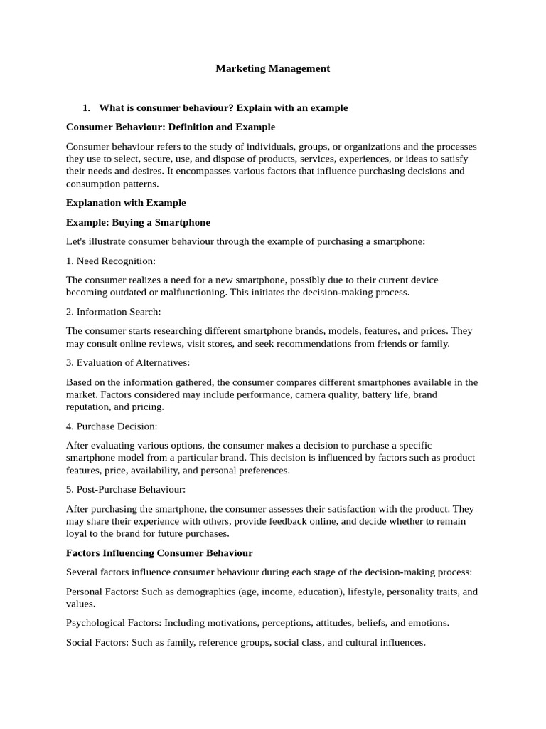 Marketing Management | PDF | Marketing | Consumer Behaviour