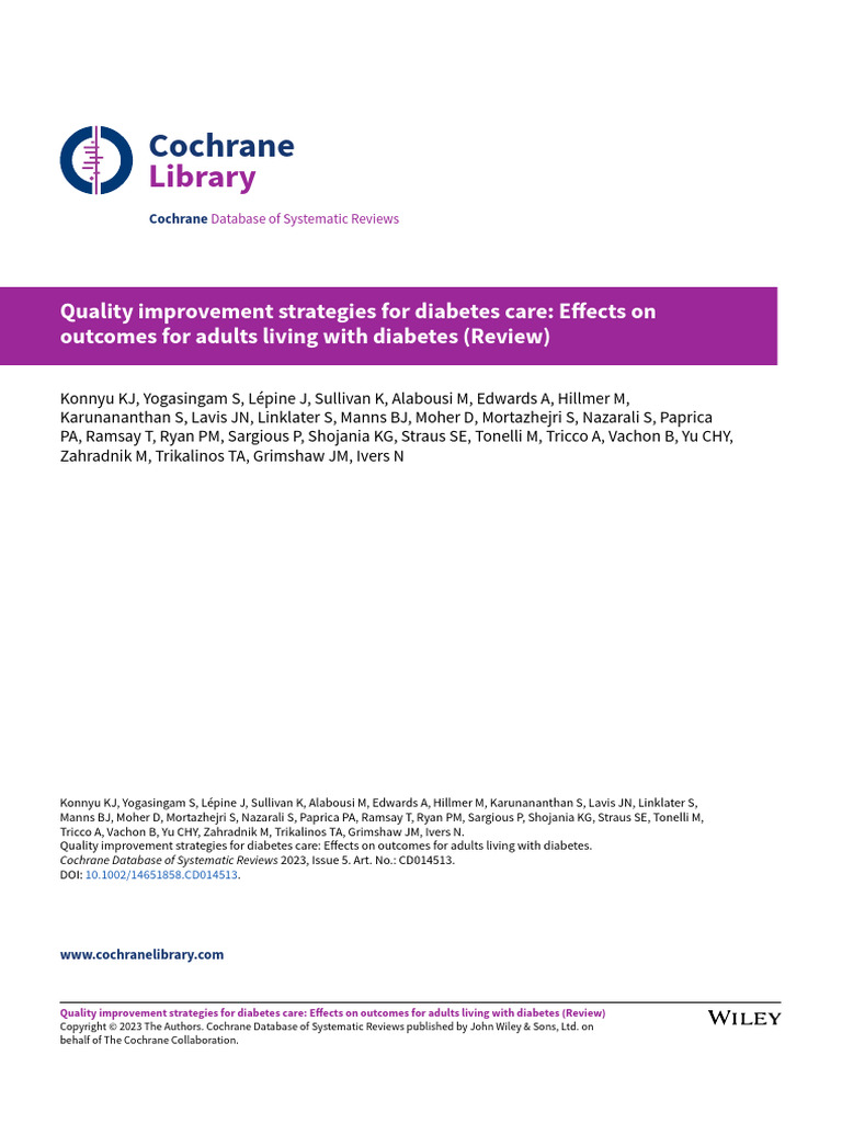 Diabetes Care Quality Improvement Review | PDF | Systematic Review ...
