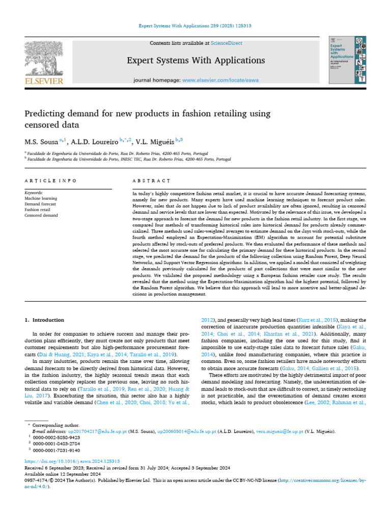 Demand Forecasting in Fashion Retail | PDF | Forecasting | Machine Learning