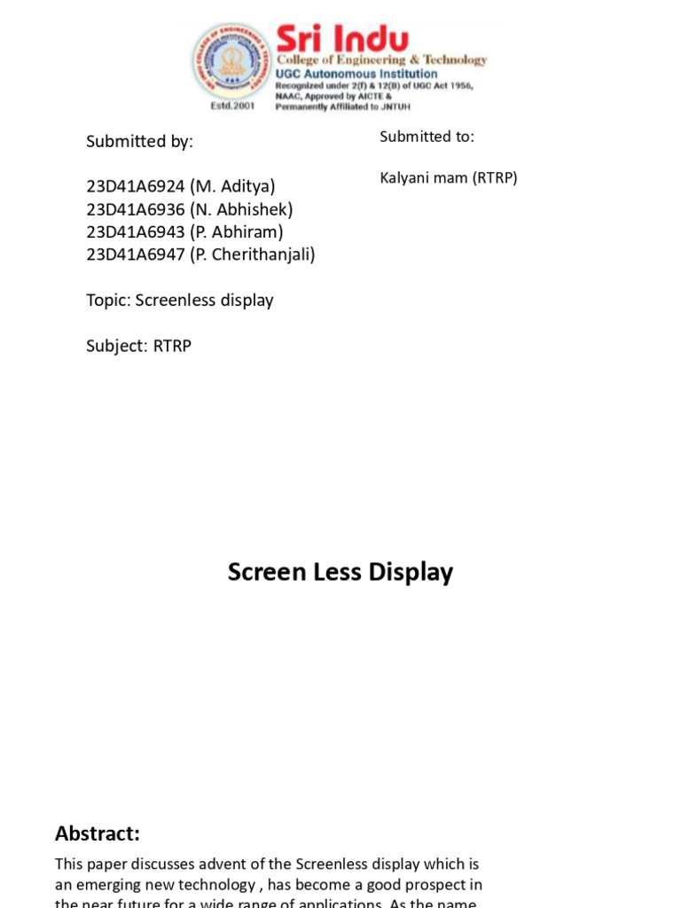 Future of Screenless Display Technology | PDF | Augmented Reality