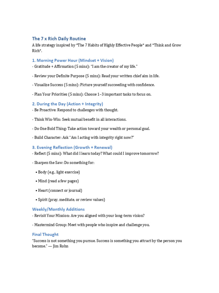 7x Daily Routine for Success | PDF