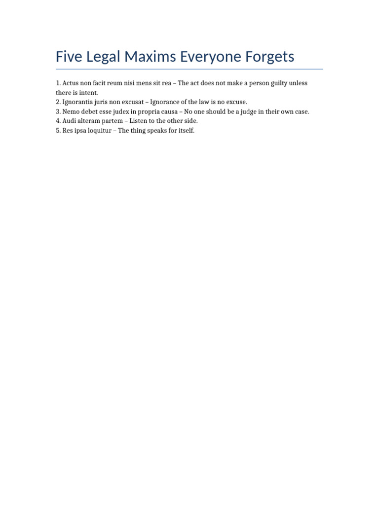 Five Legal Maxims Everyone Forgets | PDF