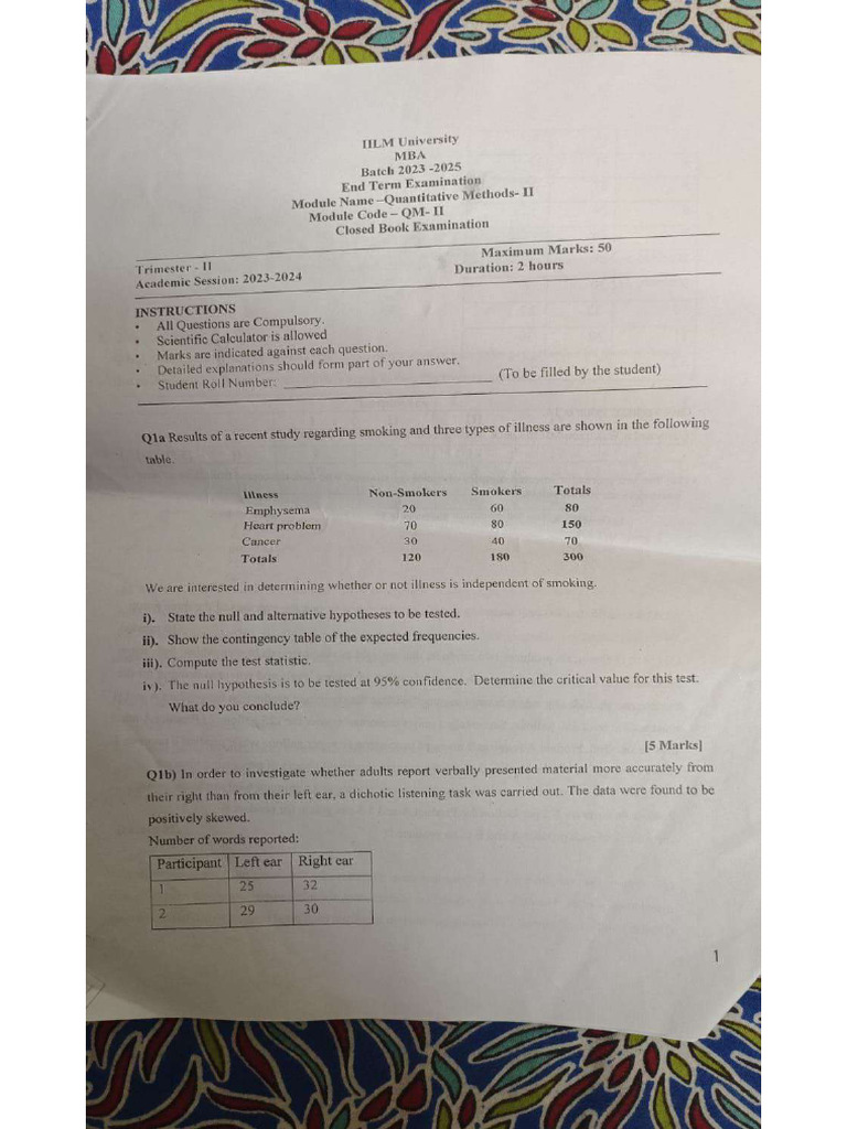 QM Question Paper | PDF