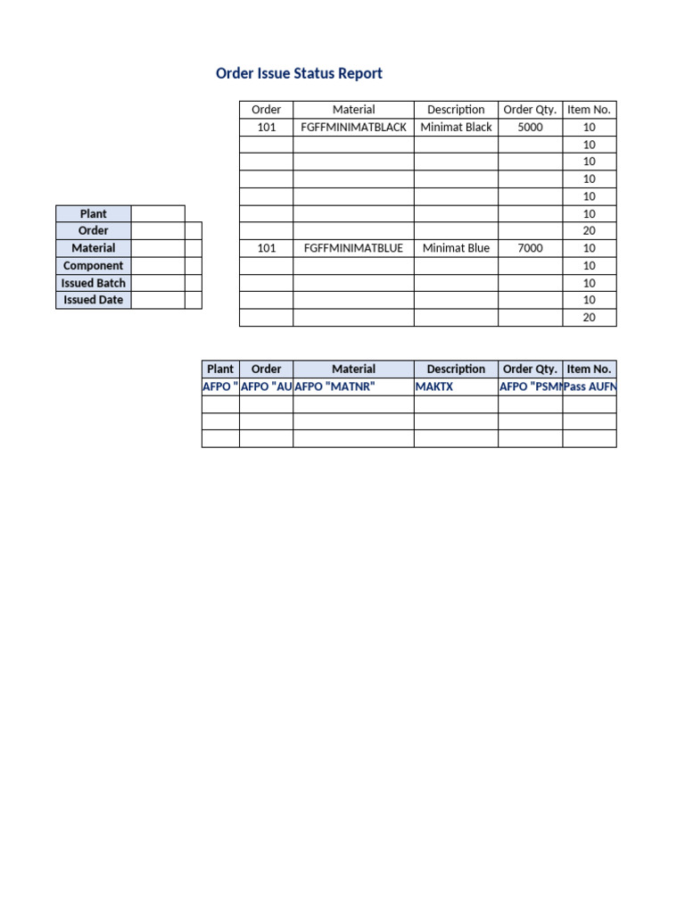 Order Status: Minimat Components | PDF