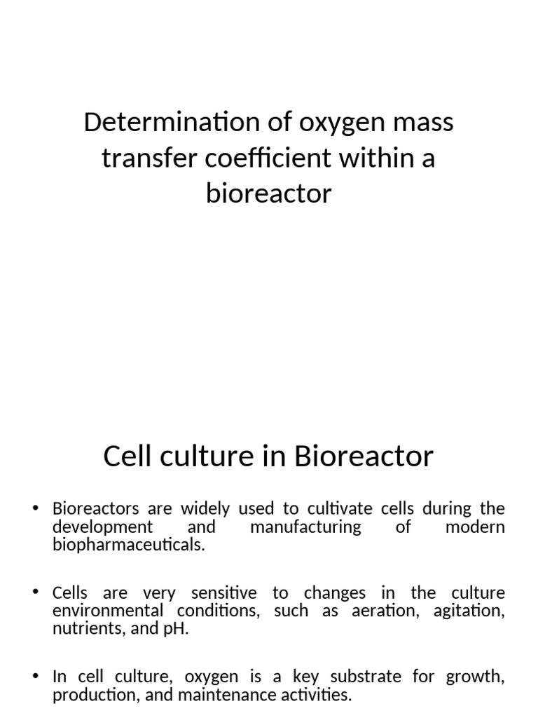 Oxygen Mass Transfer in Bioreactors | PDF | Gases | Density