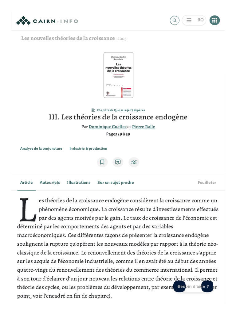 Théories de la Croissance Endogène | PDF | Croissance économique | Économie
