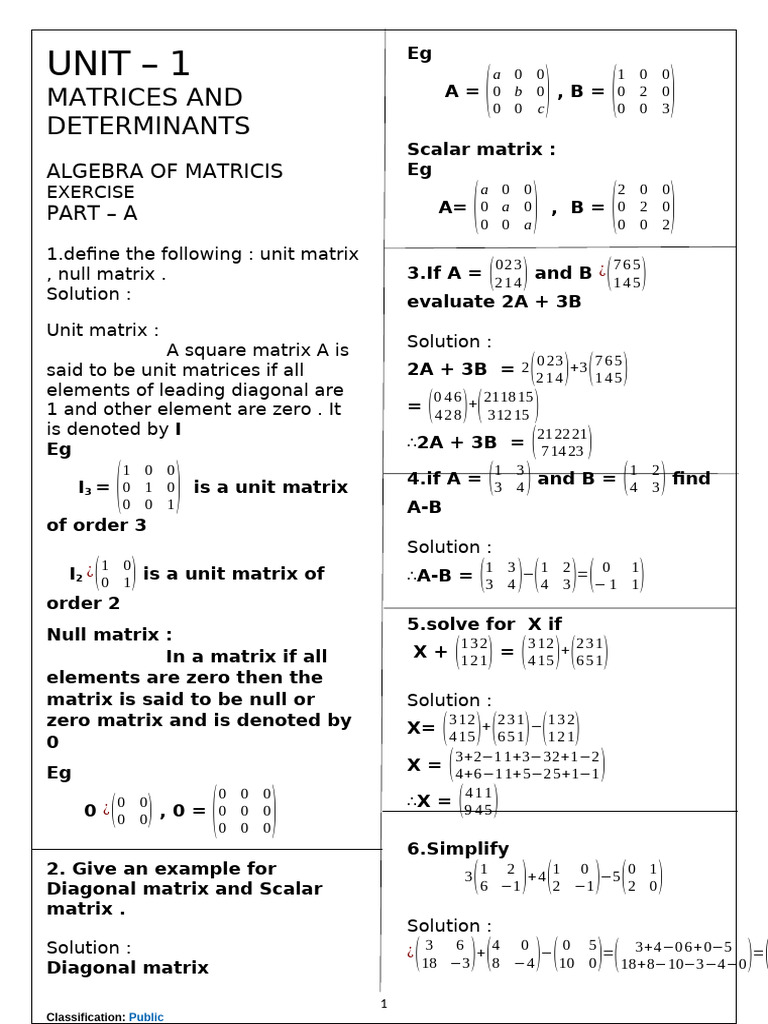 Polytechnic Maths Semster-1 | PDF | Matrix (Mathematics) | Algebra