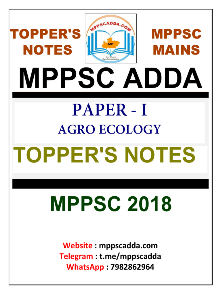Madhya Pradesh MPPSC Topper Notes | PDF