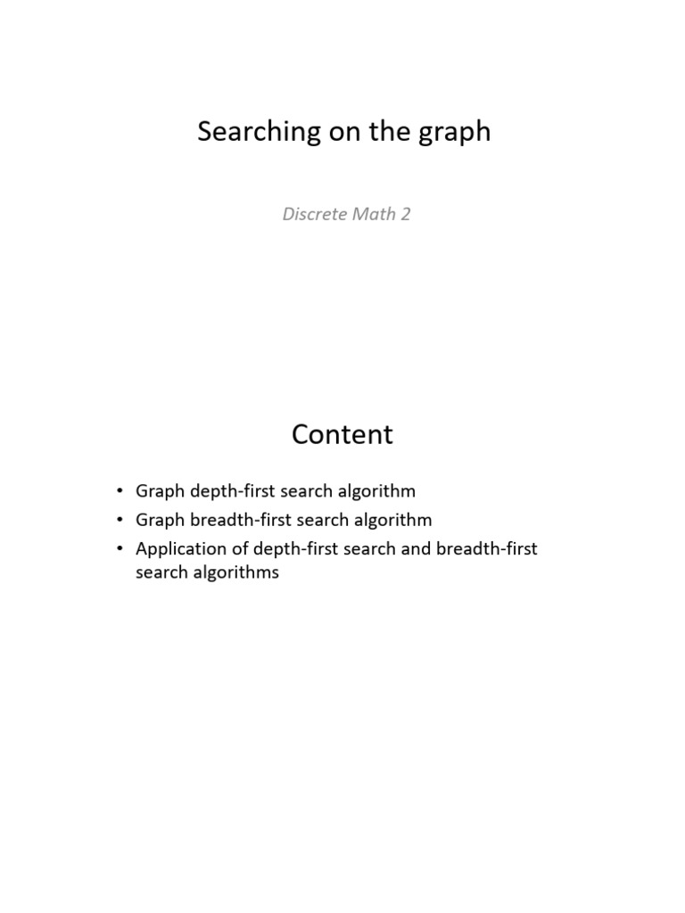 Graph Search Algorithms: DFS & BFS | PDF | Vertex (Graph Theory ...