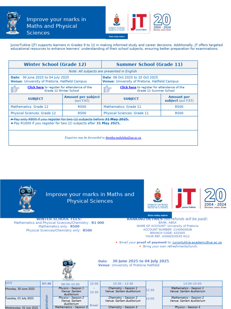 JuniorTukkie Grade 12 Winter School 2025 | PDF