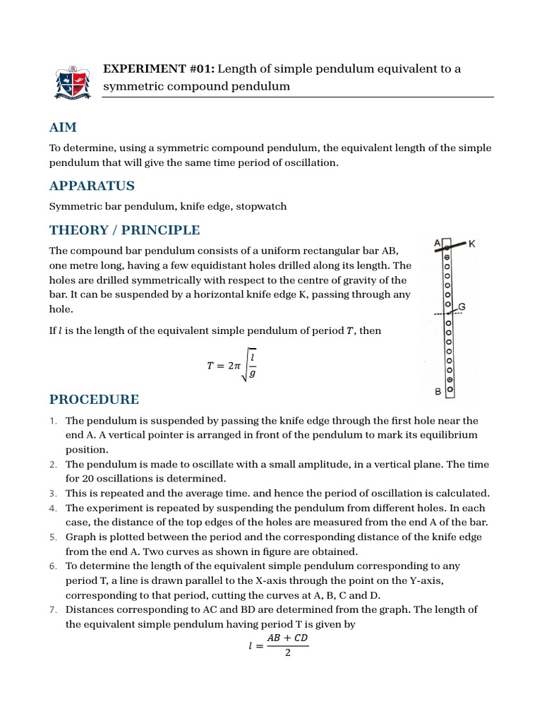 Equivalent Length of Simple Pendulum | PDF | Pendulum | Length