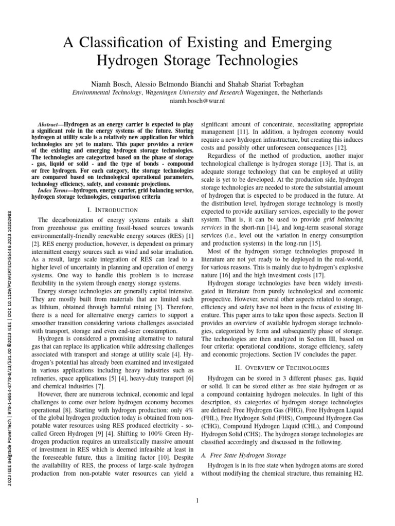 Hydrogen Storage Technologies Review | PDF | Hydrogen | Hydride