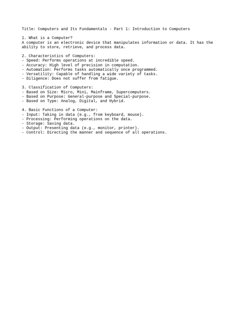 Part 1 Introduction To Computers | PDF