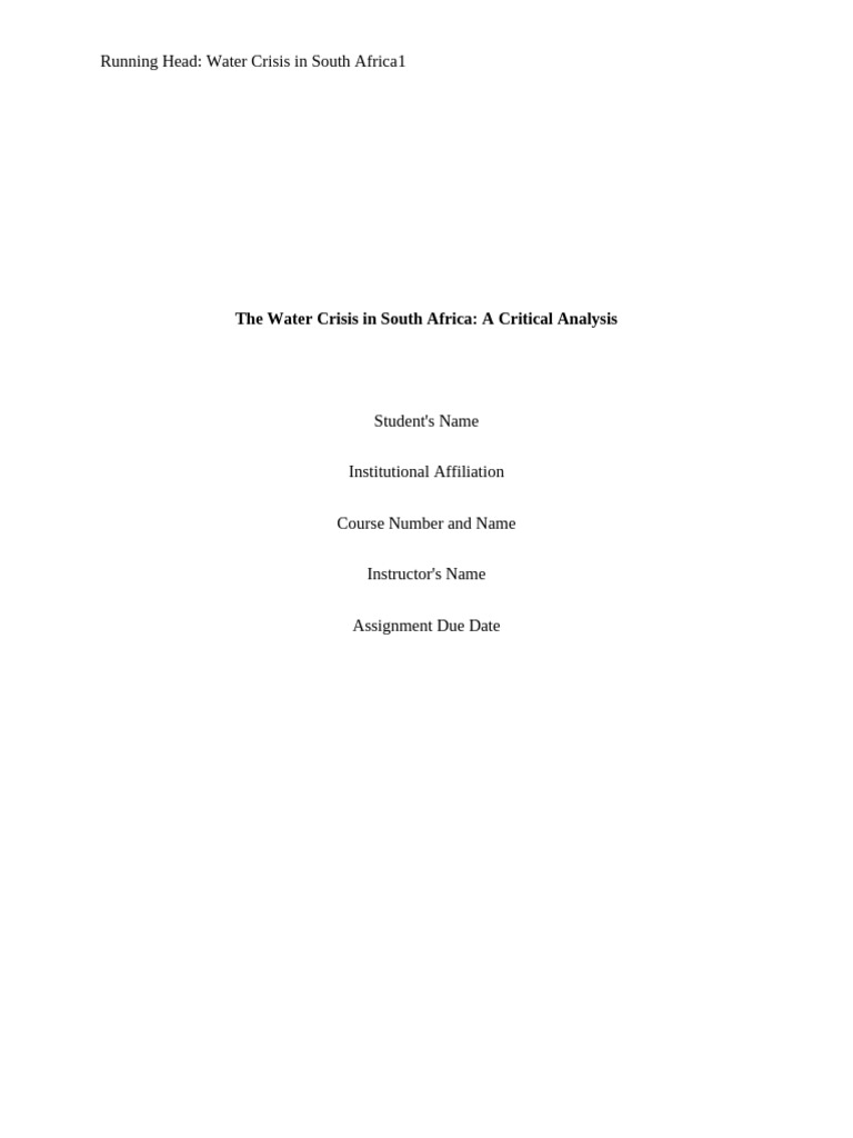 South Africa's Water Crisis Explained | PDF | Water Scarcity | South Africa