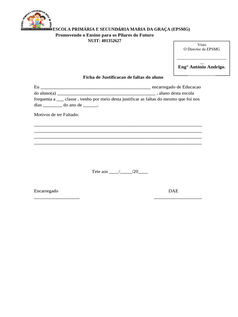 Justificação de Faltas do Aluno | PDF