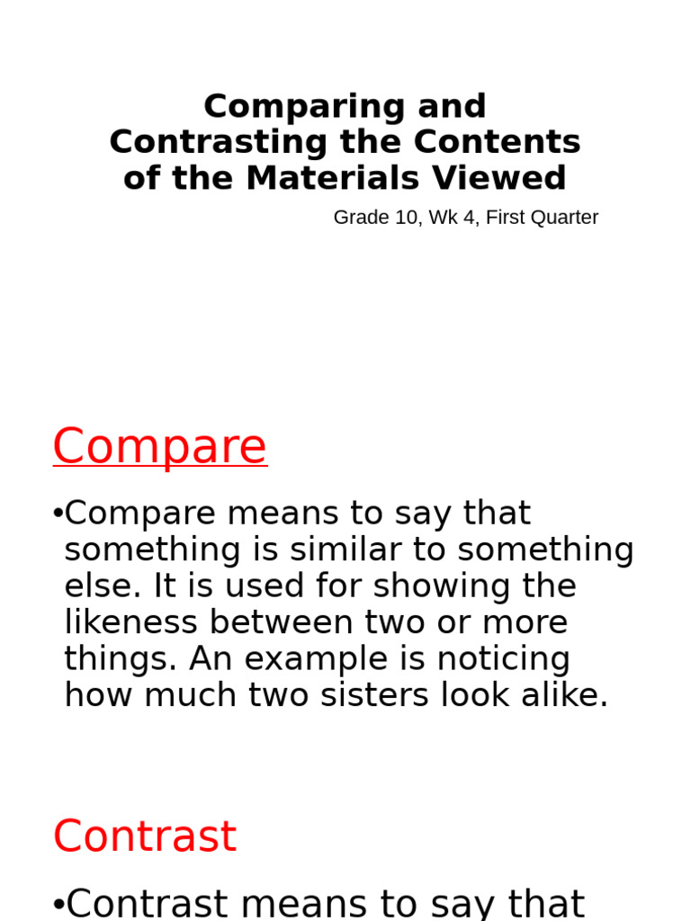 Comparing and Contrasting The Contents of The Materials | PDF