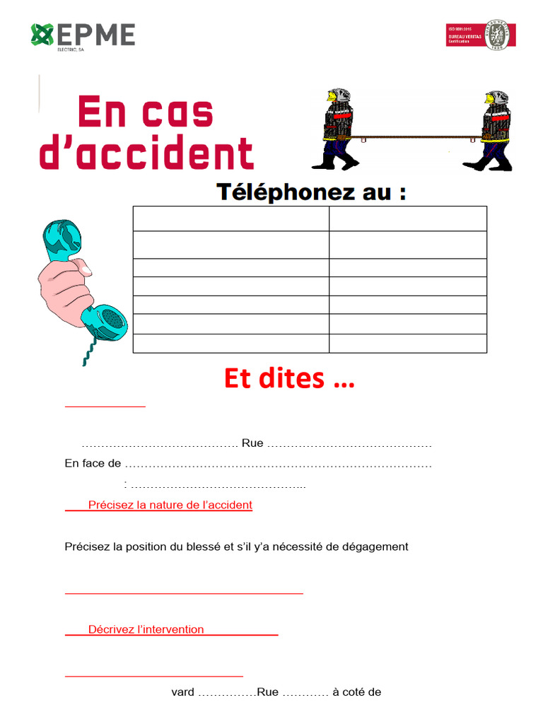 Procédure d'Intervention en Cas d'Accident | PDF | Premiers secours ...