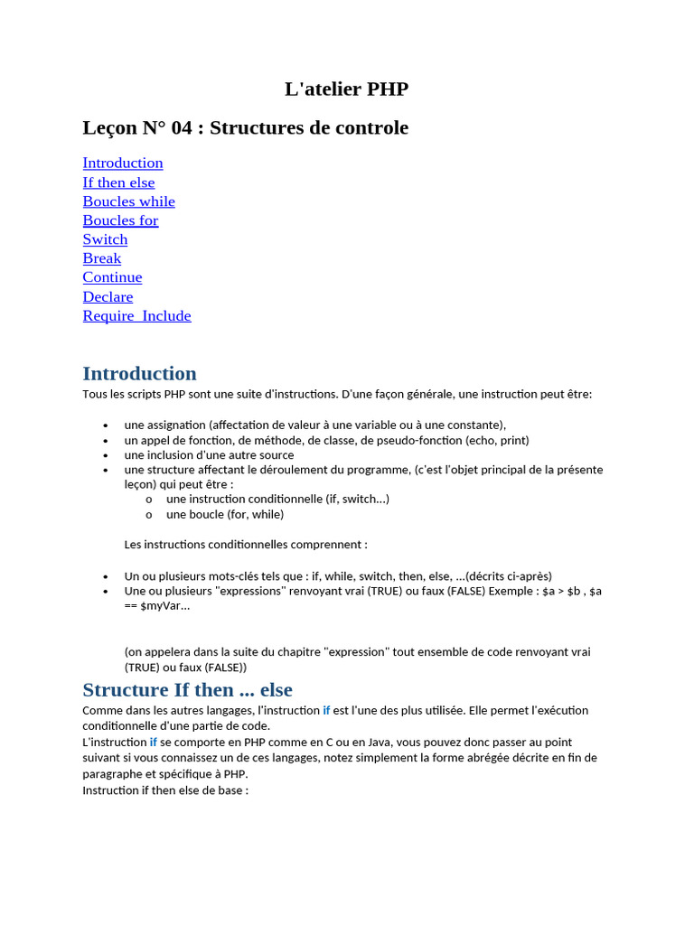 Boucles For en PHP : Guide Complet | PDF | Structure de contrôle | PHP
