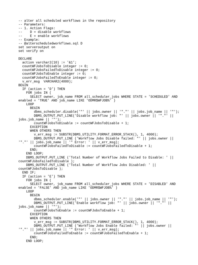 Alter Scheduled Workflows in SQL | PDF