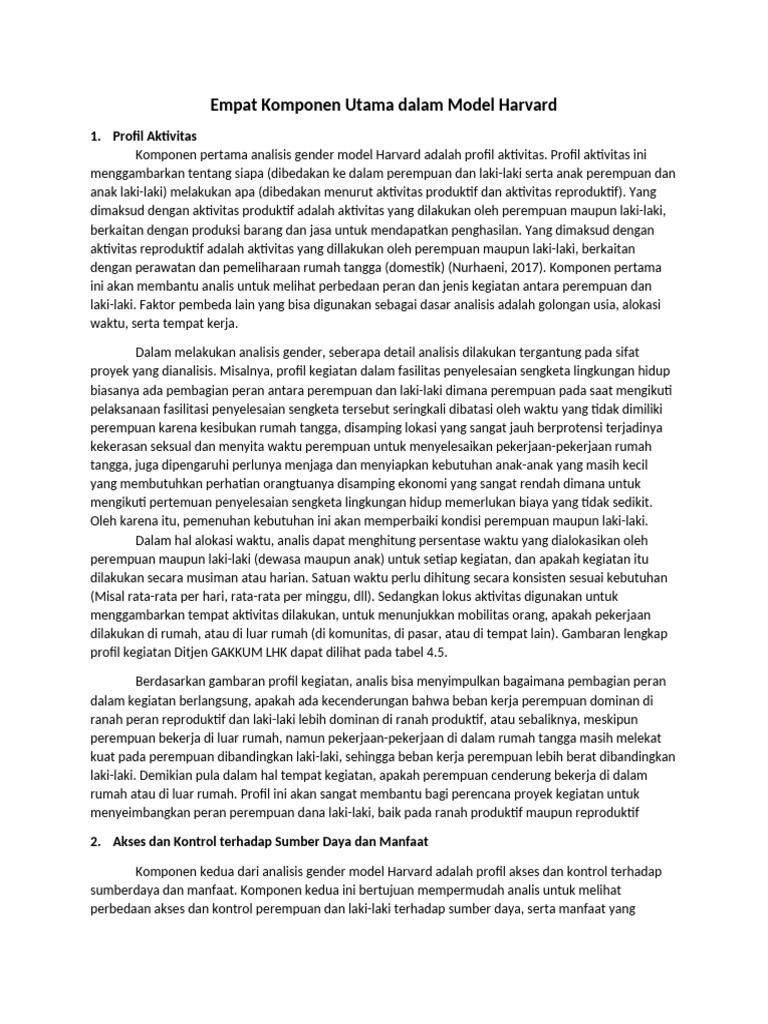 Komponen Analisis Gender Model Harvard | PDF