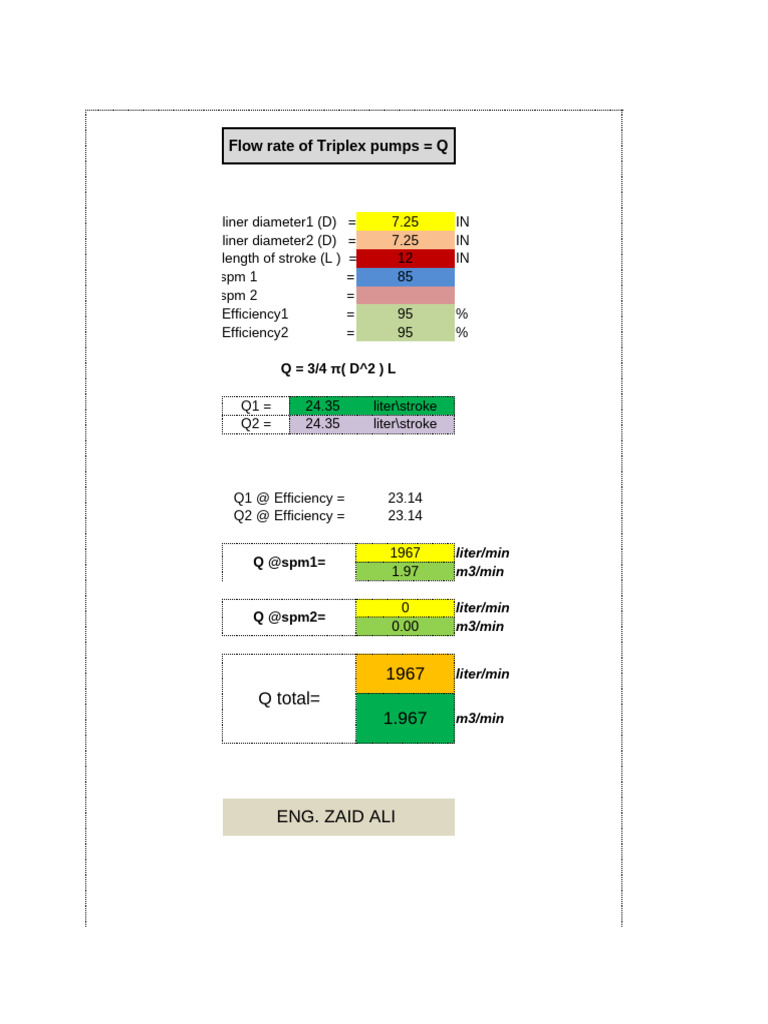 Triplex Pump Flow Rate Calculation | PDF
