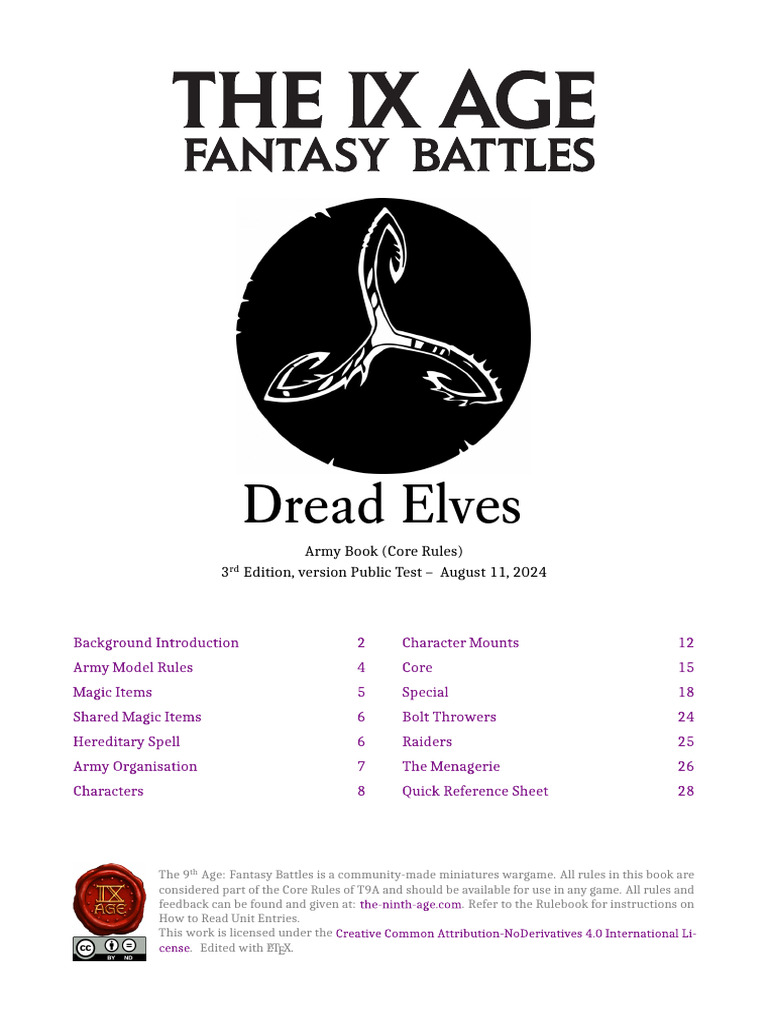 Dread Elves Army Rules Overview | PDF | Elf (Dungeons & Dragons)