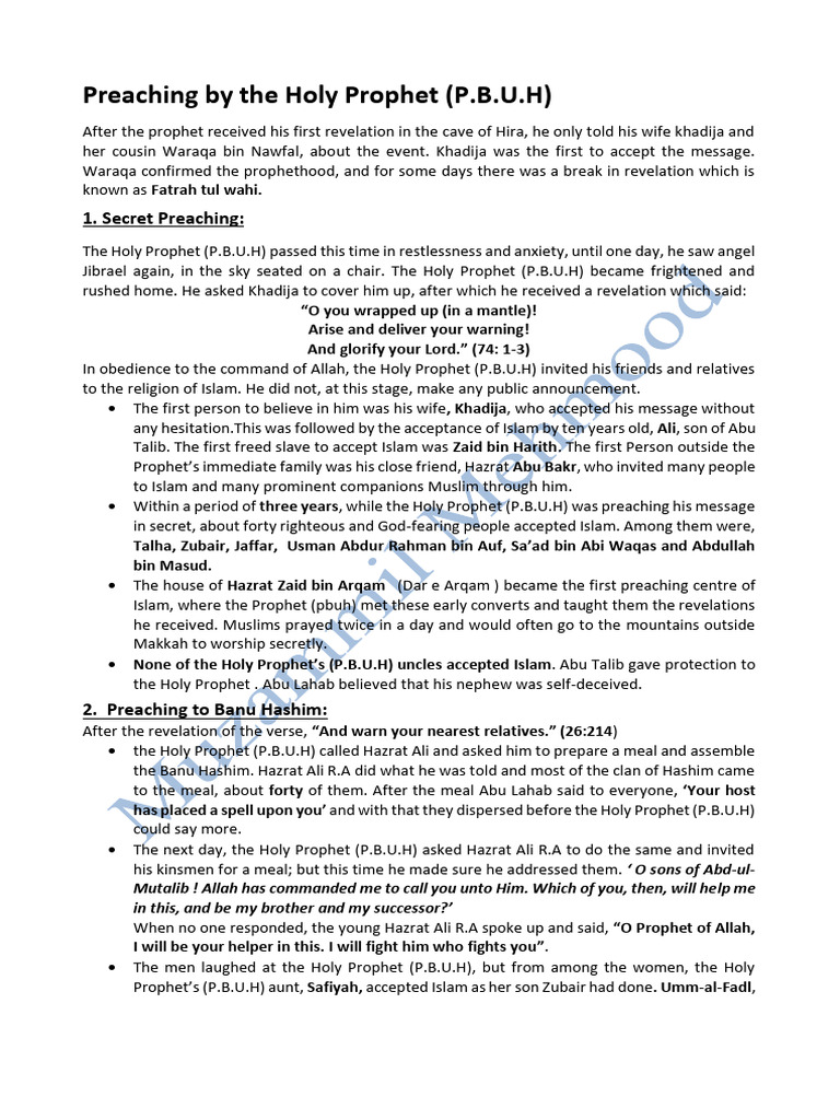Stages of Early Preaching | PDF | Muhammad | Ali