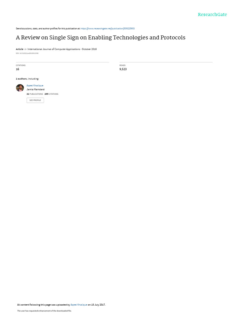 SSO Technologies and Protocols Review | PDF | Password | Client–Server ...