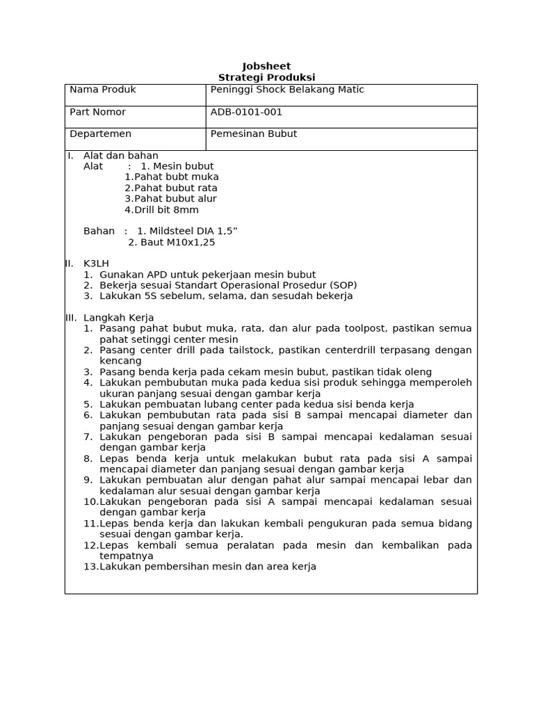 Strategi Produksi Peninggi Shock Matic | PDF