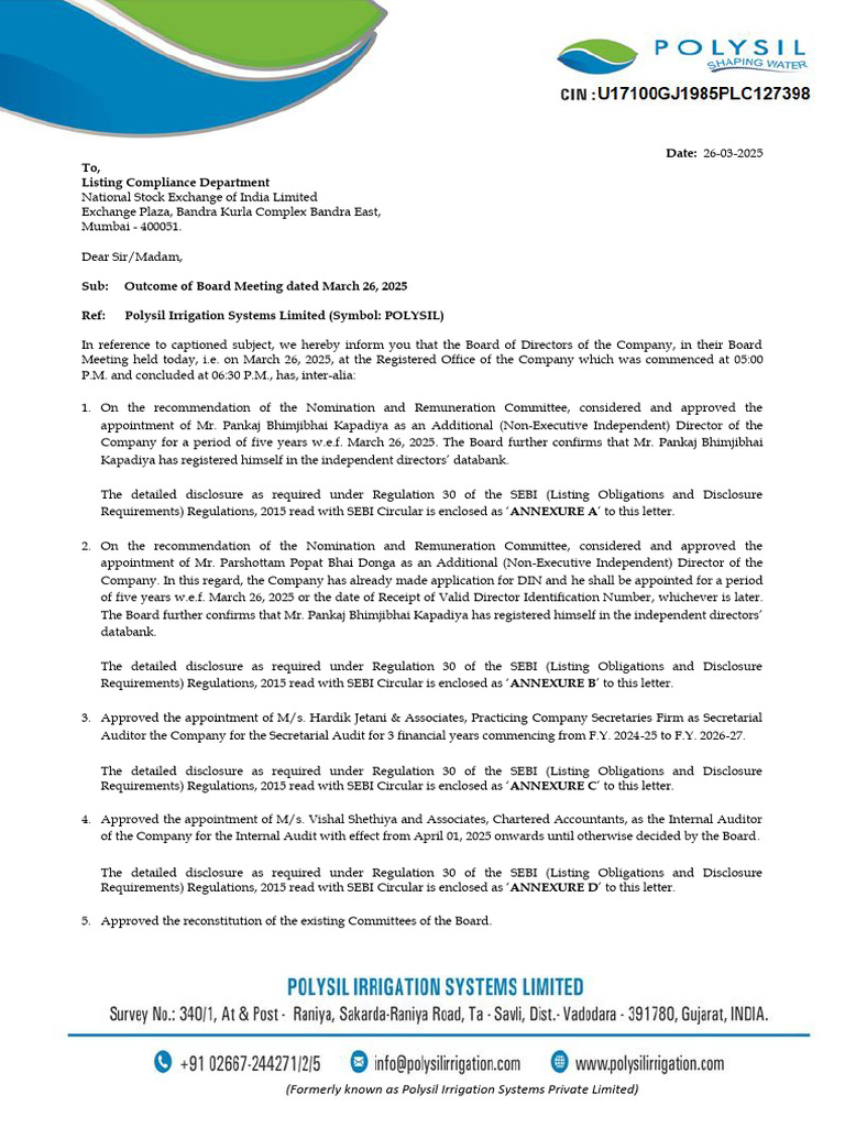 POLYSIL 26032025194614 BMOutcome26032025signed | PDF | Regulatory ...