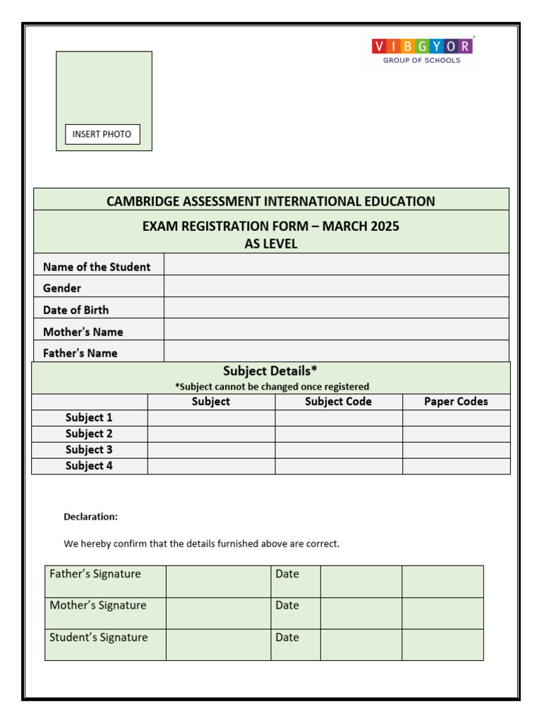 Cambridge AS Level Exam Registration 2025 | PDF