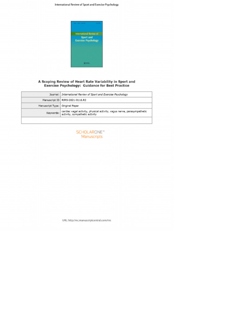 A Scoping Revieww of Heart Rate Variability in Sport and Excersice ...