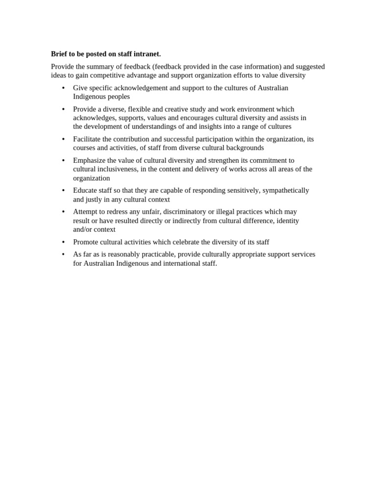 BSBTWK501 - Task2 Brief To Be Posted On Staff Intranet. | PDF