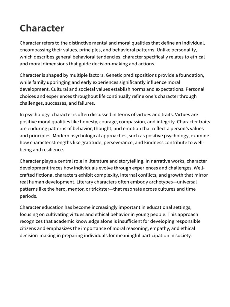 Understanding Character Development | PDF