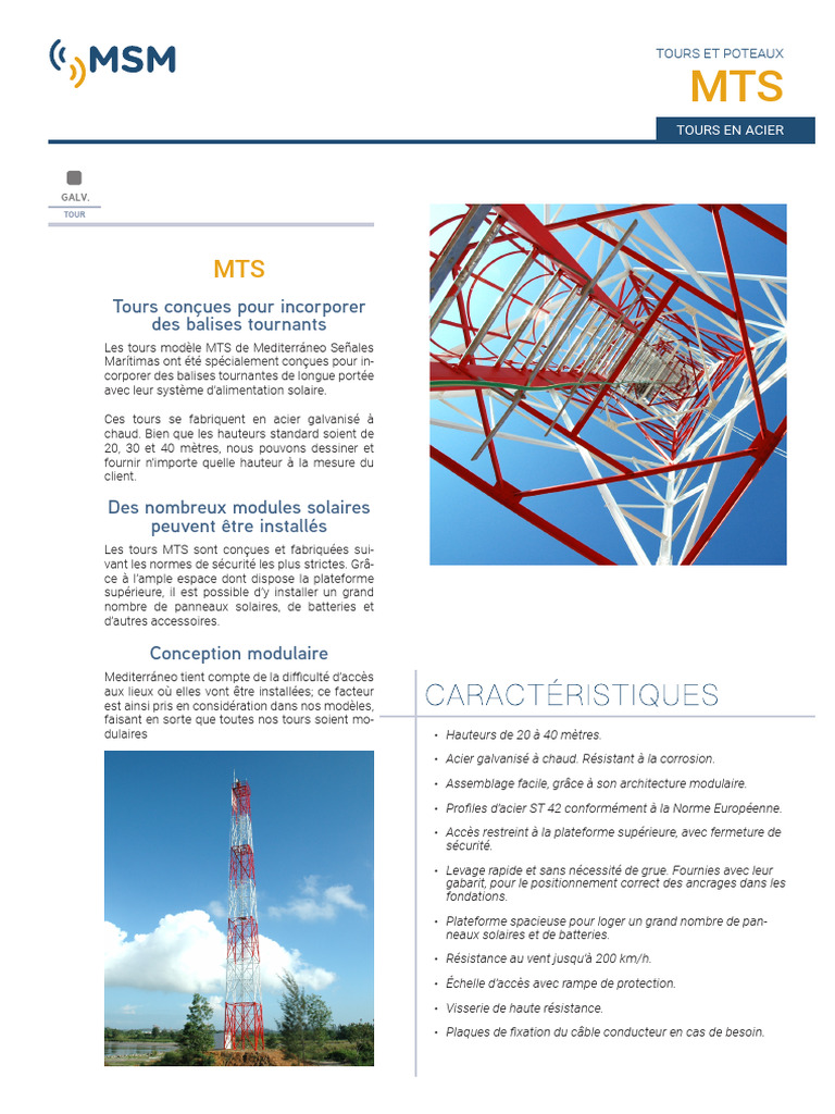 Tours MTS en acier galvanisé pour panneaux solaires | PDF | Acier