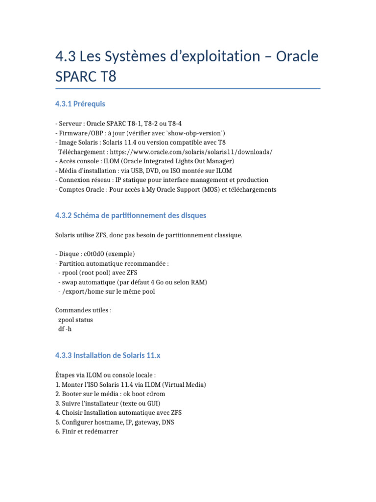 Installation de Solaris 11.4 sur SPARC T8 | PDF