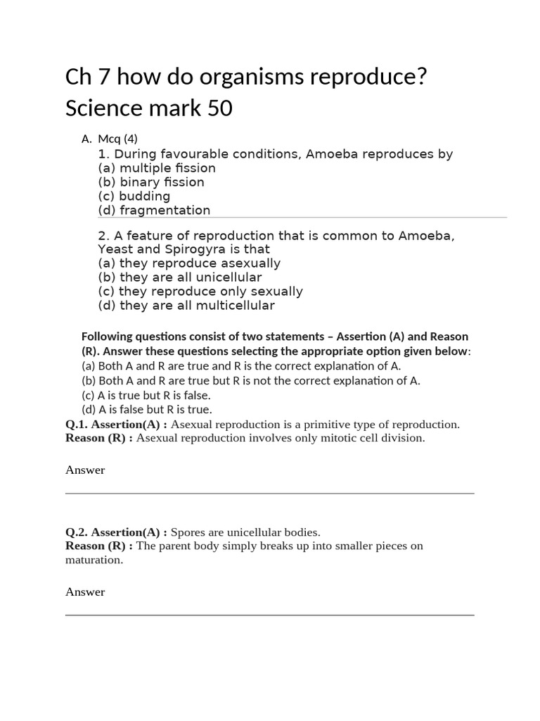 STD 10 CH 7 How Do Organisms Reproduce | PDF | Reproduction | Sexual ...