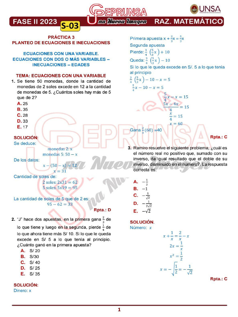 S - 03 Raz. Matematico Ceprunsa 2da Fase | PDF