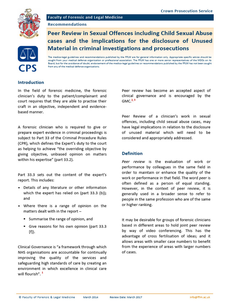 Peer Review Guidelines for Sexual Offences | PDF | Discovery (Law ...