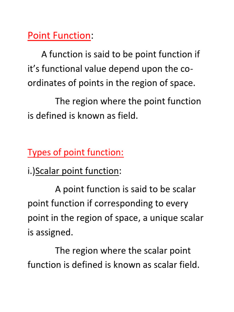 Point Functions in Vector Calculus | PDF | Mathematical Analysis ...