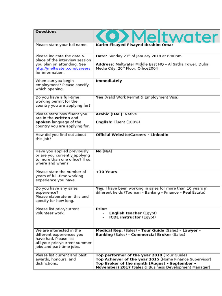 Meltwater Interview Preparation Guide | PDF