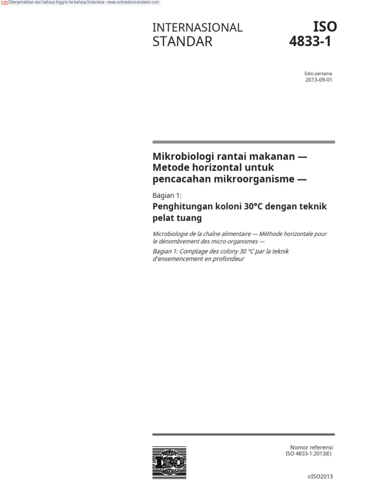 Metode Penghitungan Koloni ISO 4833-1 | PDF