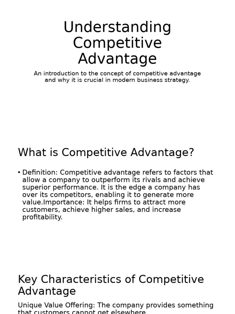 Competitive Advantage in Business Strategy | PDF | Competitive ...