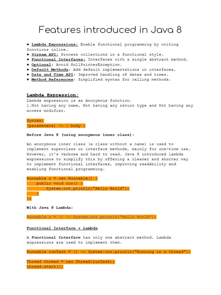 ? Java Version Features (8–21) – Quick PDF Guide ?? | PDF | Anonymous ...