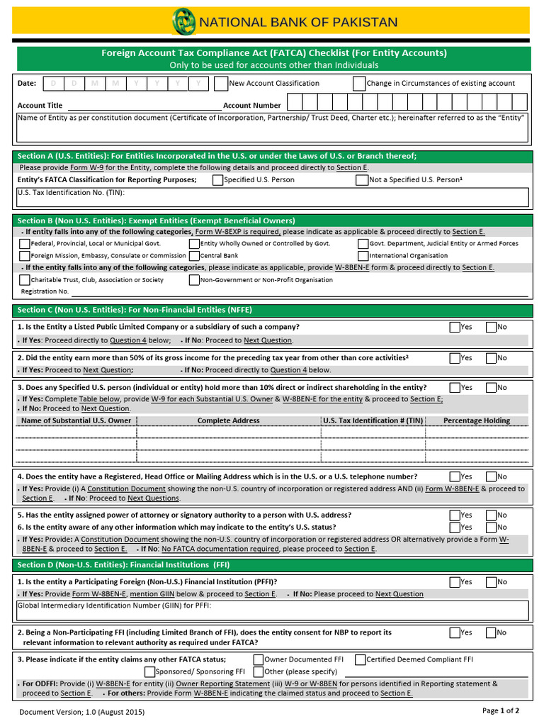 FATCA Classification Flowchart for Entities | PDF | Banks | Government ...