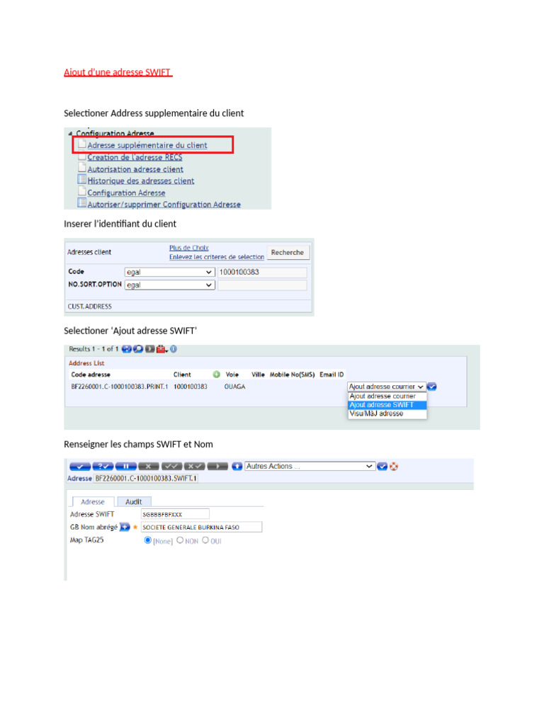 Ajout d'une adresse SWIFT dans EBP | PDF