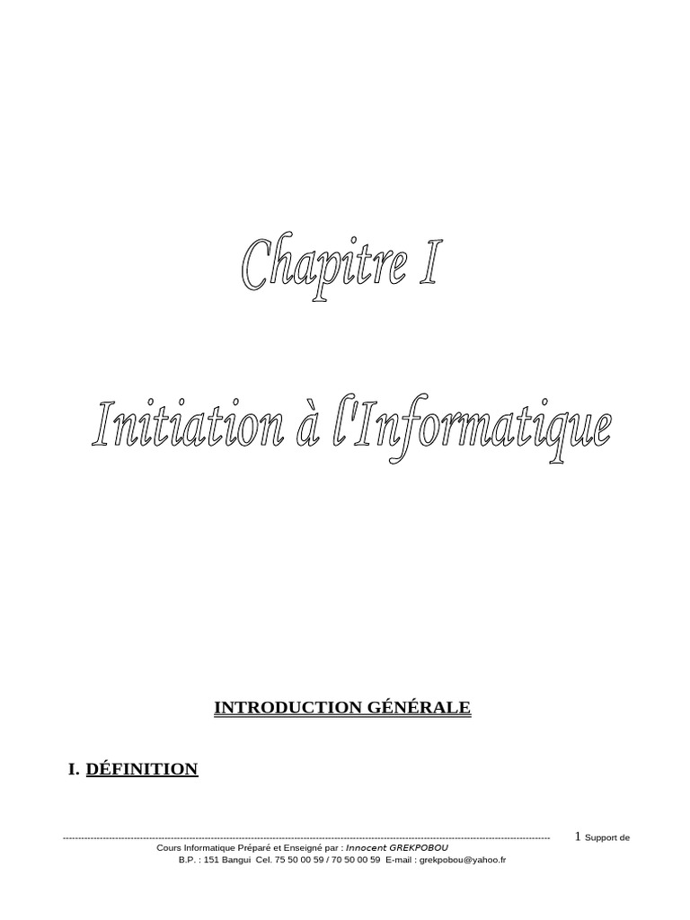 Cours d'Informatique Générale PDF | PDF | Microsoft Word | Programme ...